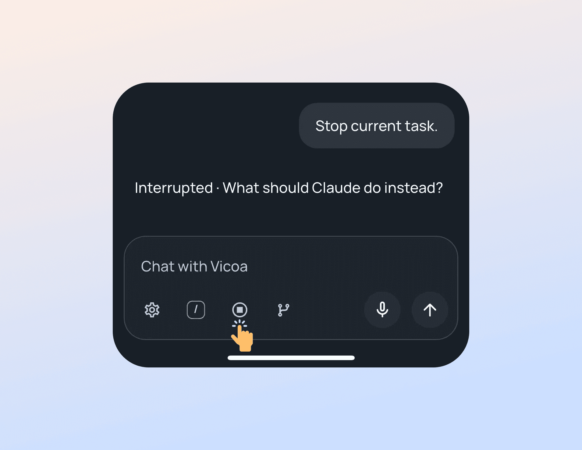 Stopping a running Claude Code session from the Vicoa chat