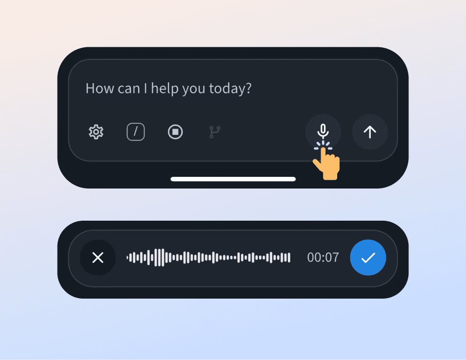 Dictating a prompt to a coding agent with Talk to Code in the Vicoa mobile app